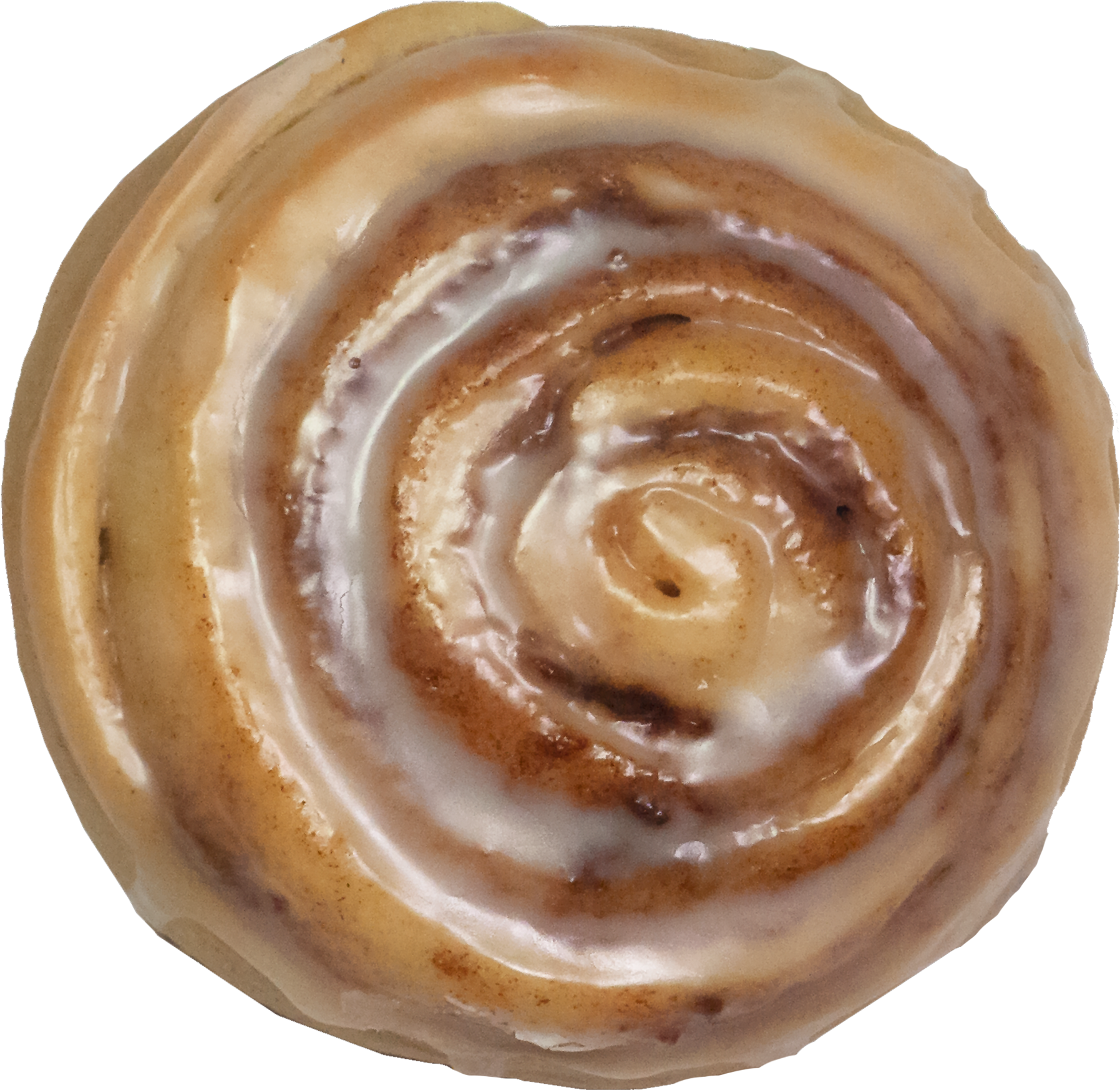 Glazed Cinnamon Roll Top View PNG image