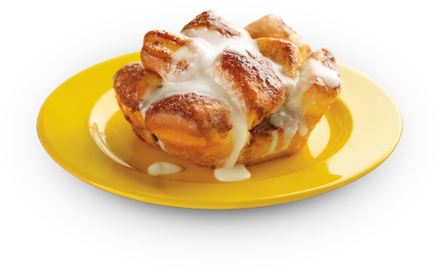 Glazed Cinnamon Rollon Yellow Plate PNG image