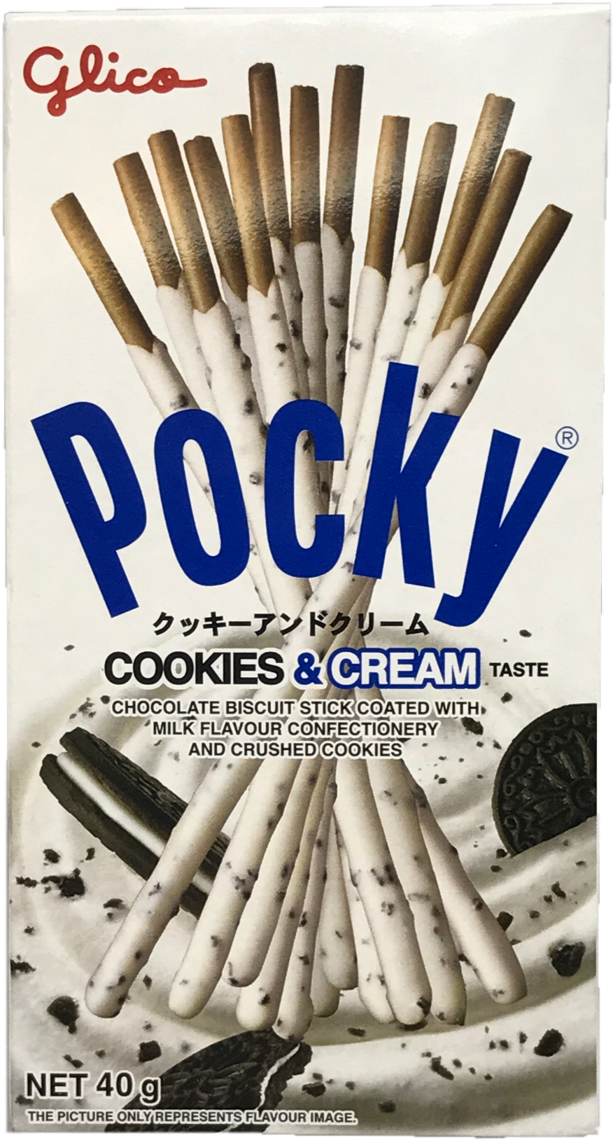 Glico Pocky Cookiesand Cream Flavor Packaging PNG image