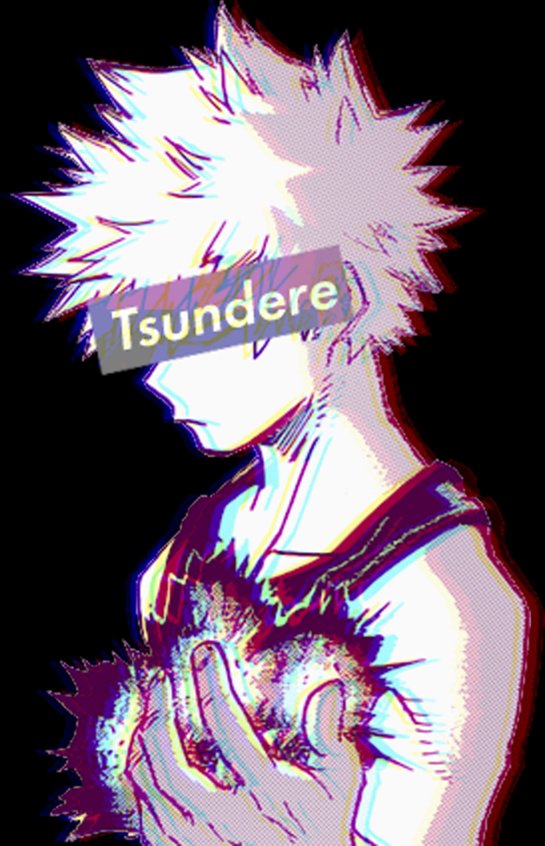 Glitch Art Bakugou Tsundere PNG image