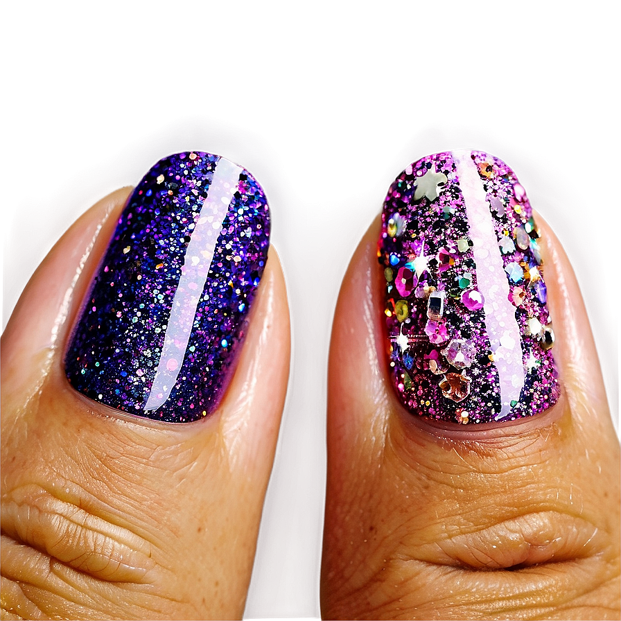 Glitter Acrylic Nails Looks Png Pae86 PNG image