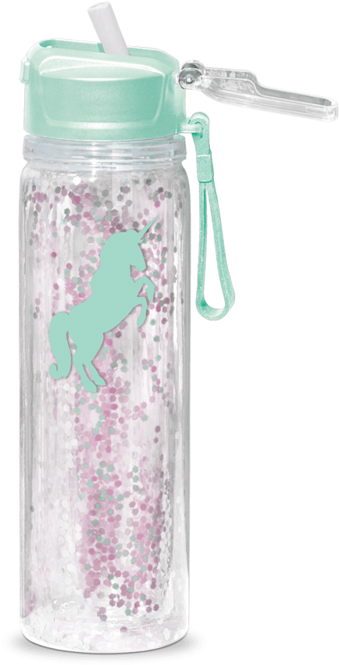 Glitter Unicorn Water Bottle PNG image