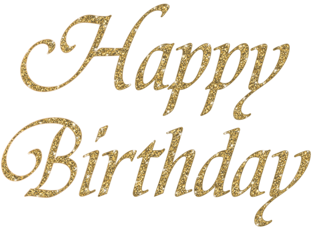 Glittering Gold Happy Birthday Text PNG image