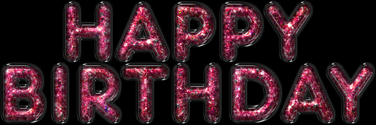 Glittering Happy Birthday Text PNG image