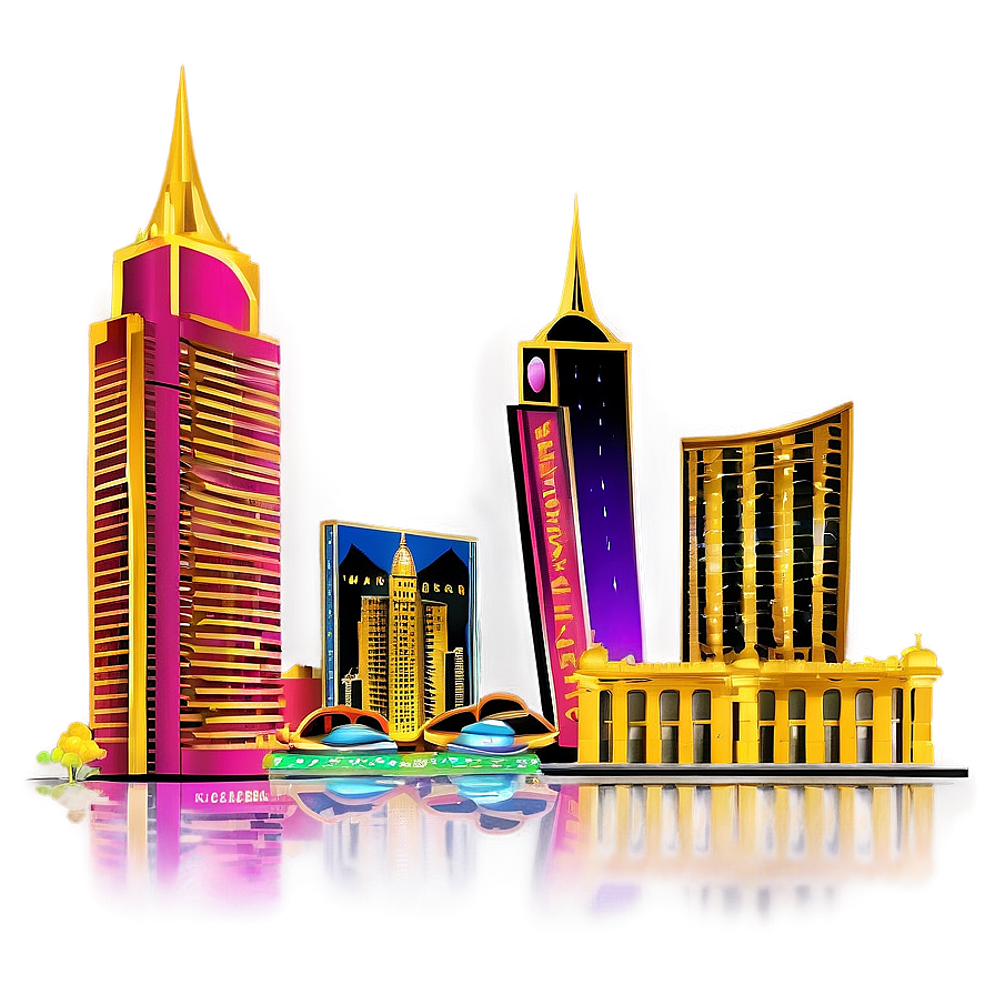 Glittering Las Vegas Skyline Png Qkm PNG image