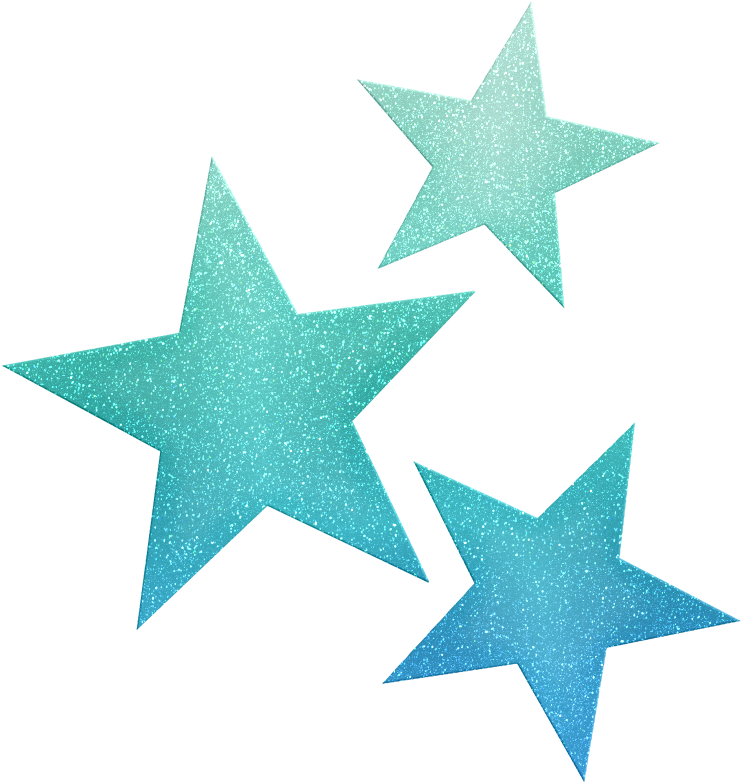 Glittering Teal Stars PNG image