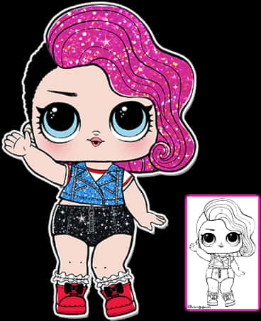 Glittery_ Animated_ Doll_ Character PNG image