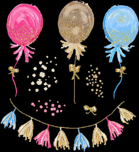 Glittery Balloonsand Party Decorations PNG image