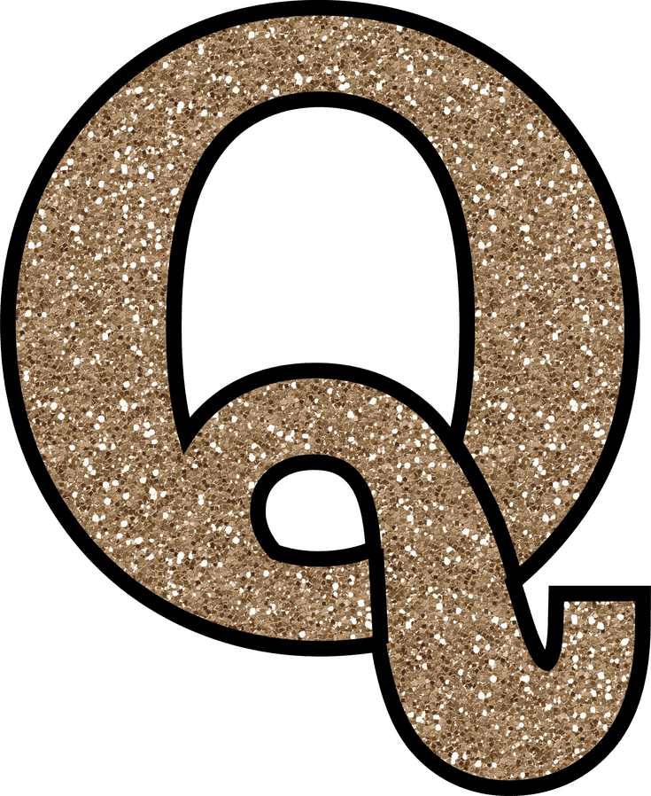 Glittery Bronze Letter Q PNG image