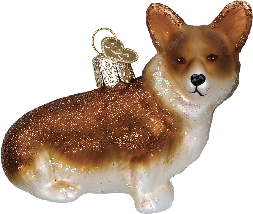 Glittery Corgi Christmas Ornament PNG image