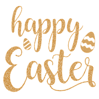 Glittery Happy Easter Greeting PNG image