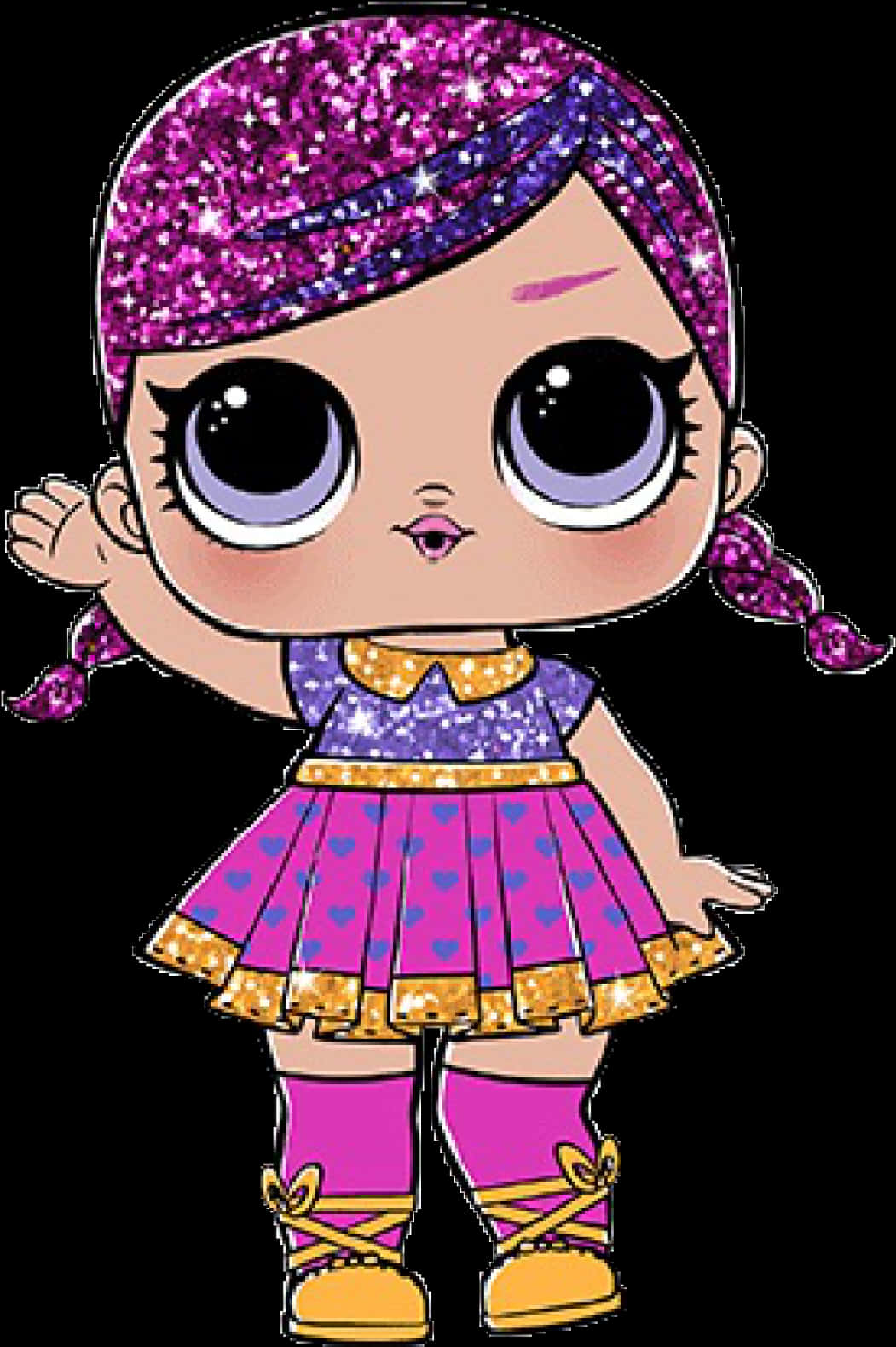 Glittery L O L Surprise Doll PNG image