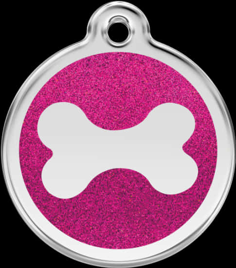 Glittery Pink Dog Bone Tag PNG image