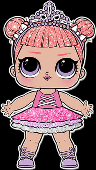 Glittery Pink L O L Doll PNG image