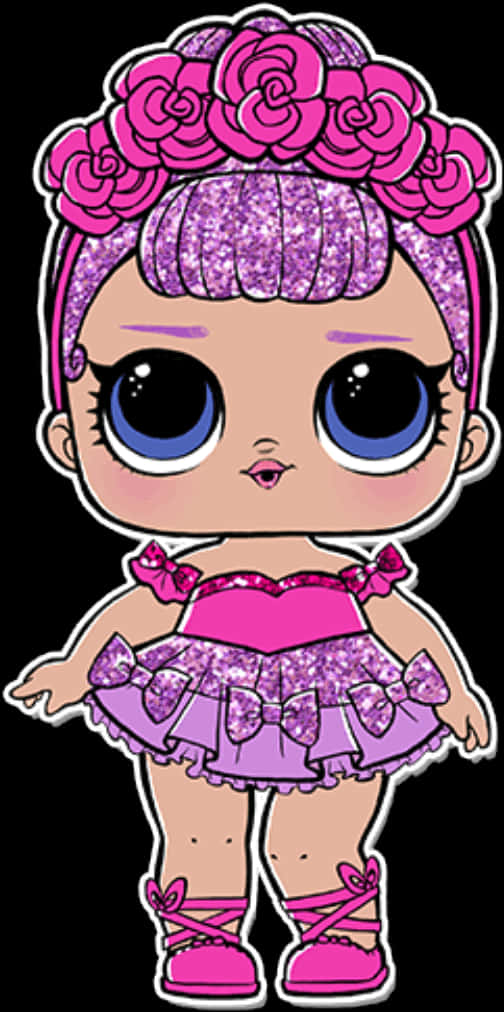 Glittery Pink L O L Doll PNG image