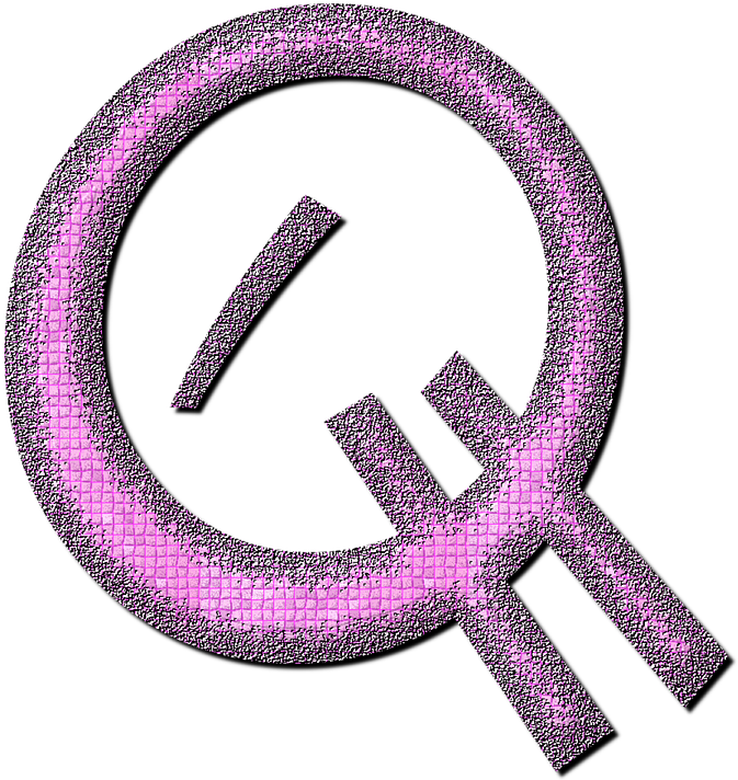 Glittery Pink Q Letter Art PNG image