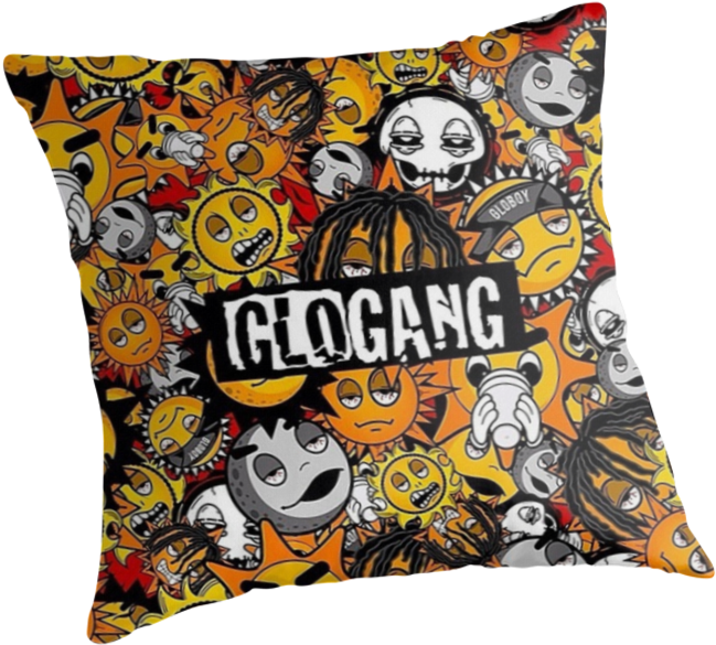 Glo Gang Cartoon Characters Pillow PNG image