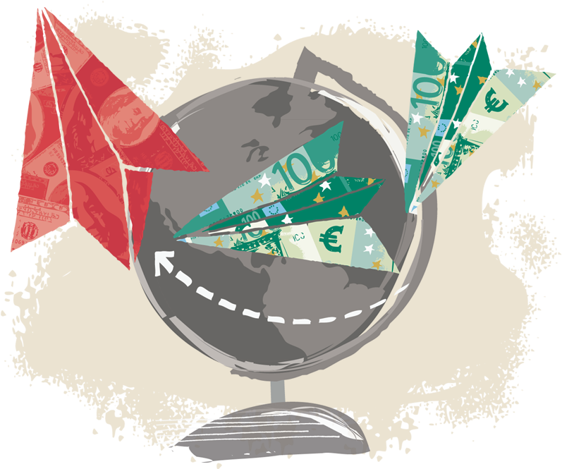 Global Currency Paper Planes PNG image