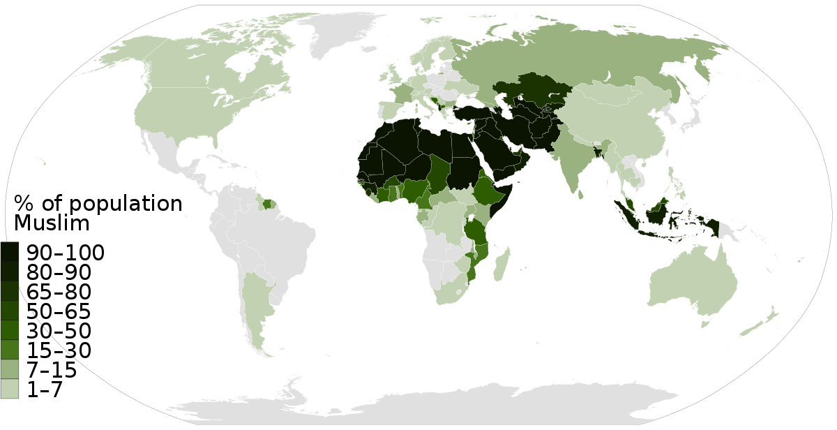 Global Muslim Population Distribution Map PNG image