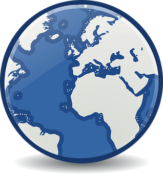 Globe Icon Blueand White PNG image