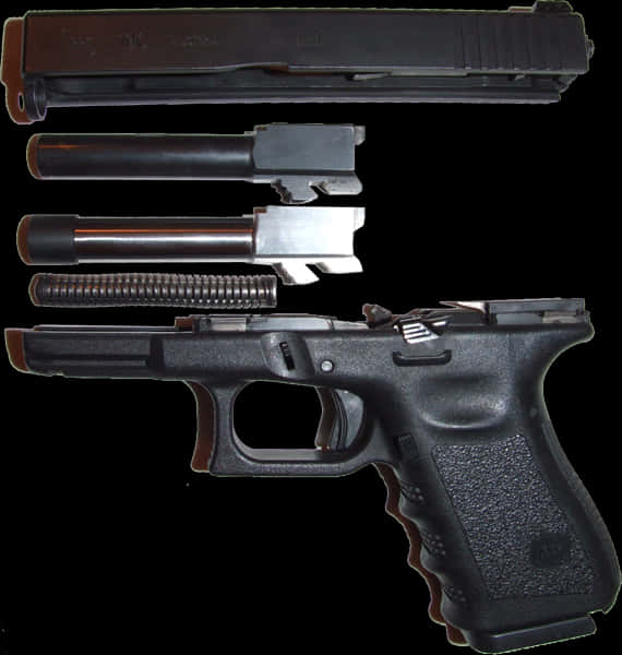 Glock Pistol Disassembled PNG image