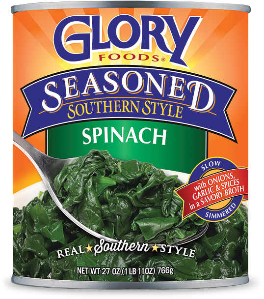 Glory Foods Seasoned Spinach Can PNG image