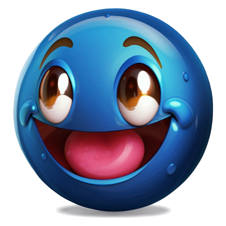 Glossy Blue Cheerful Emoji Png 06292024 PNG image