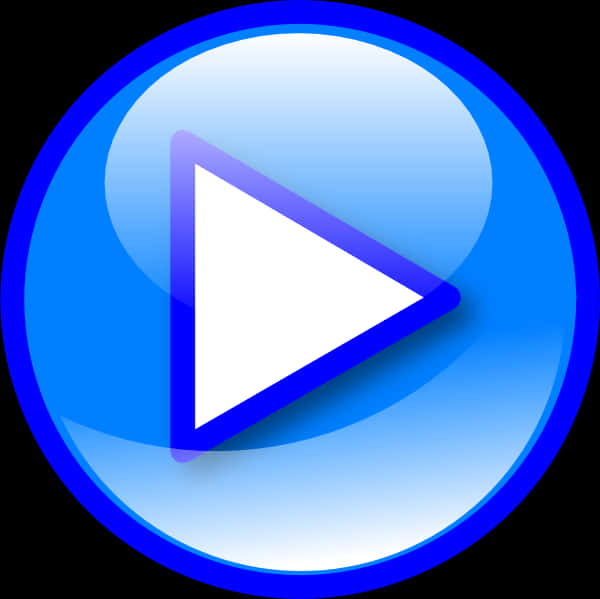 Glossy Blue Play Button Icon PNG image