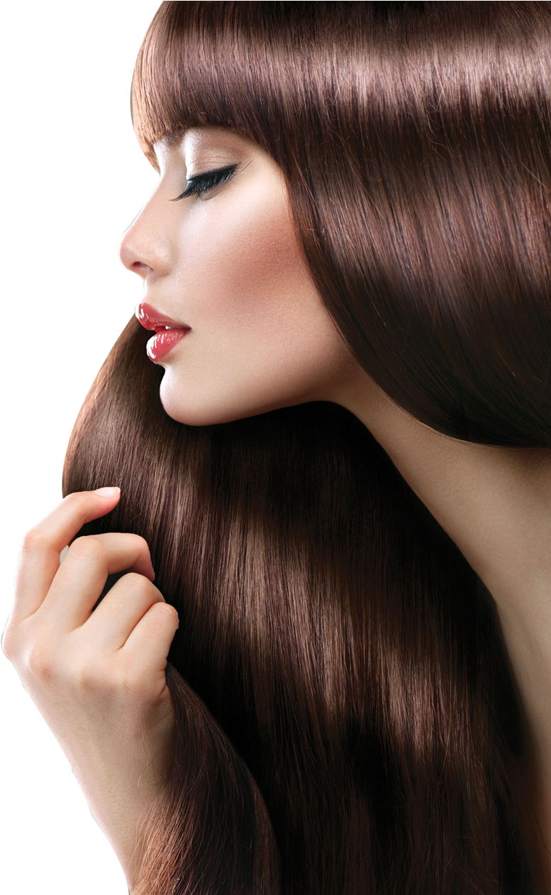 Glossy Brunette Hair Model Salon PNG image