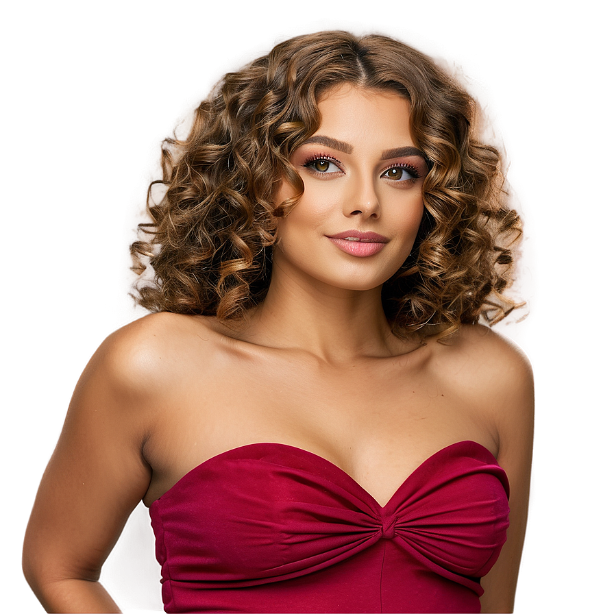 Glossy Curly Hair Look Png Suf14 PNG image