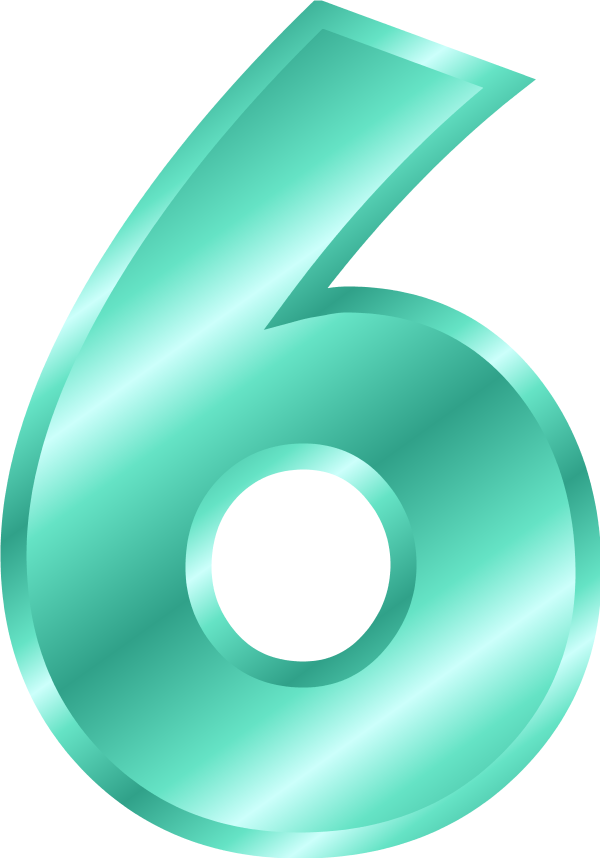 Glossy Green Number Six Graphic PNG image