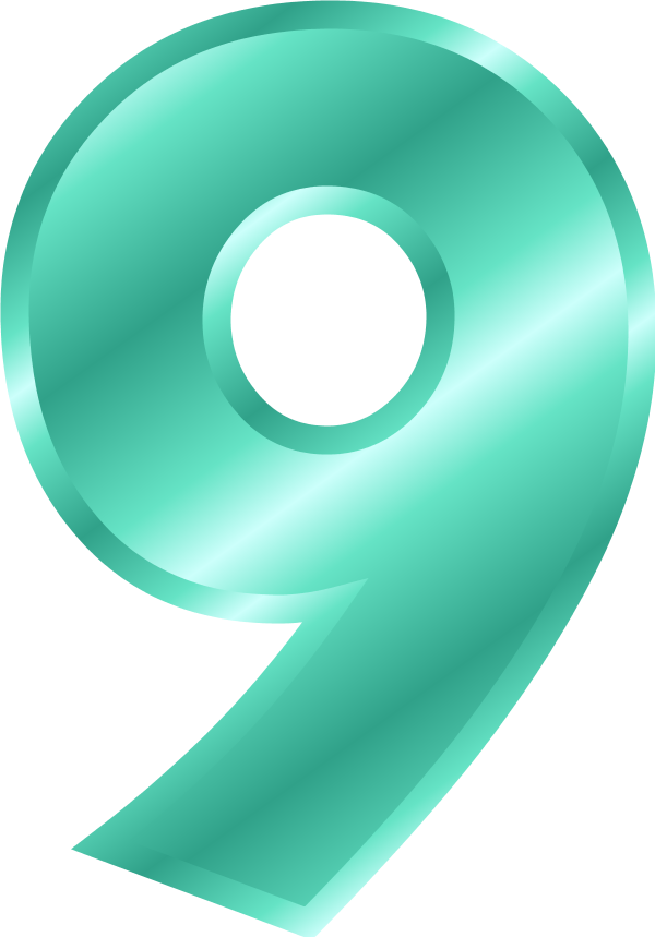 Glossy Green Number9 PNG image