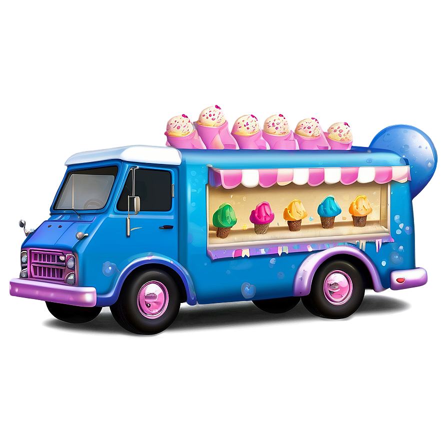 Glossy Ice Cream Truck Image Png Goq74 PNG image