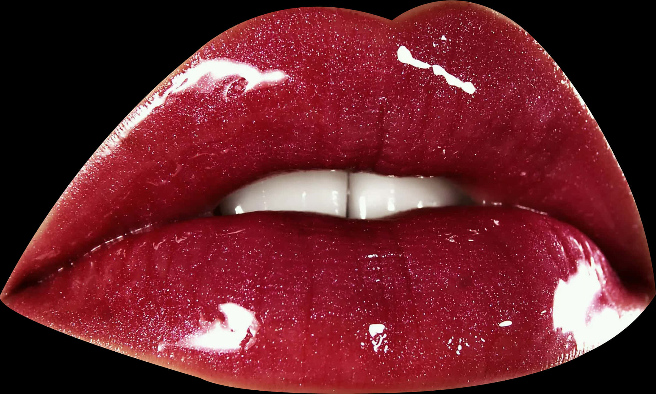 Glossy Red Lips Closeup PNG image