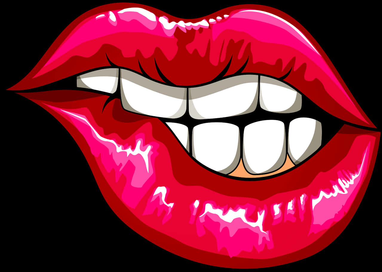 Glossy Red Lips Illustration PNG image