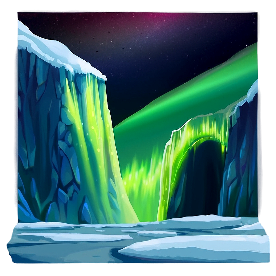 Glowing Aurora Over Glacier Png 43 PNG image