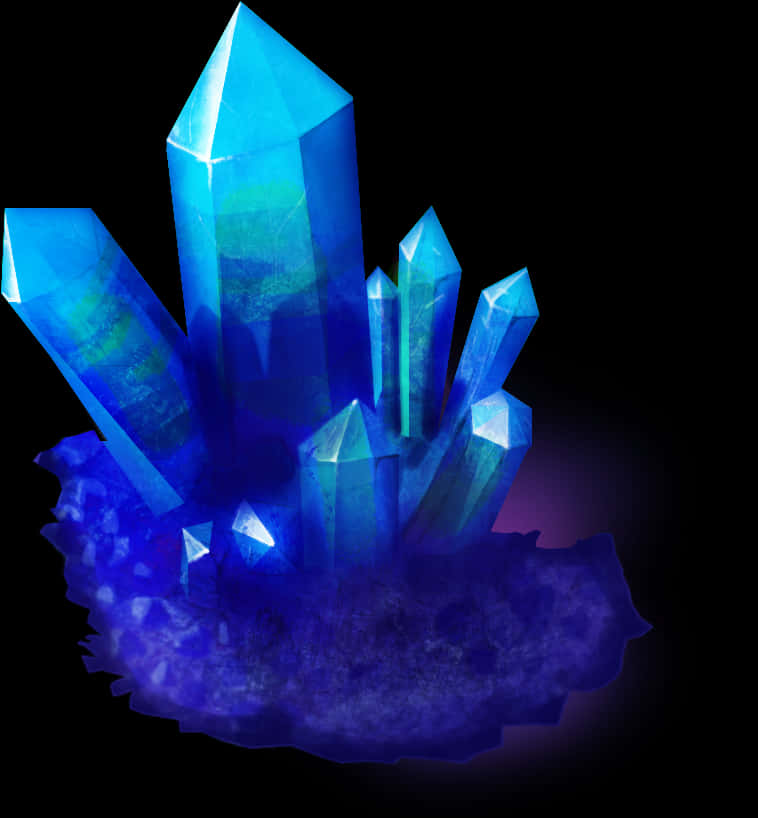 Glowing Blue Crystal Cluster PNG image