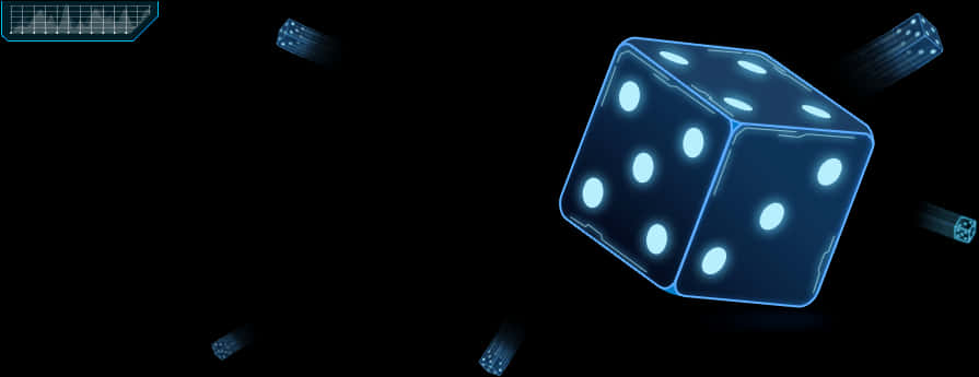 Glowing Blue Dicein Darkness PNG image