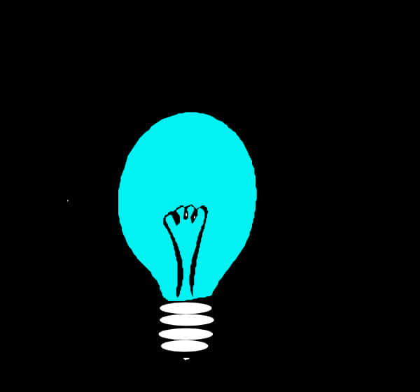 Glowing Blue Light Bulb Illustration PNG image