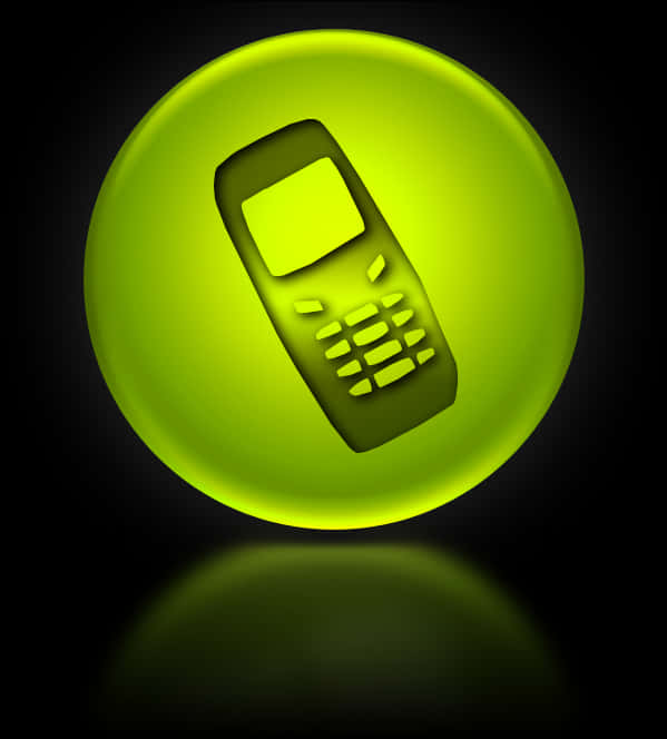 Glowing Cellphone Iconon Black Background PNG image