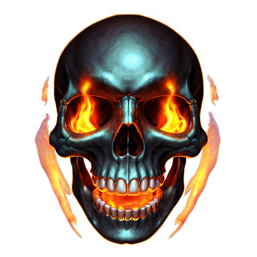 Glowing Fire Skull Png 06252024 PNG image