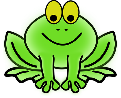 Glowing Green Cartoon Frog PNG image