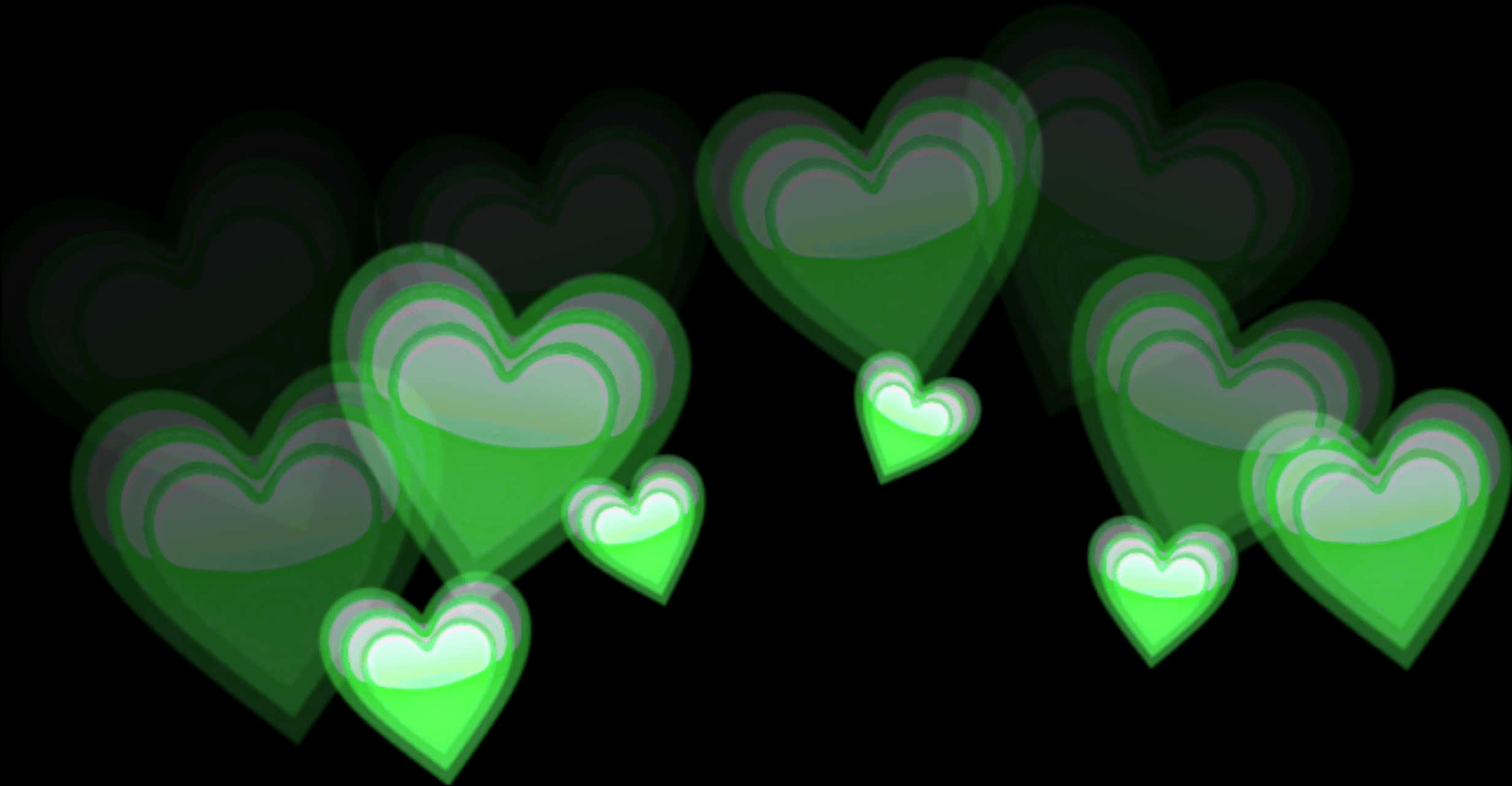 Glowing Green Heart Emojis PNG image