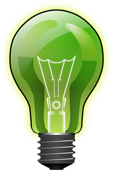 Glowing Green Lightbulb PNG image