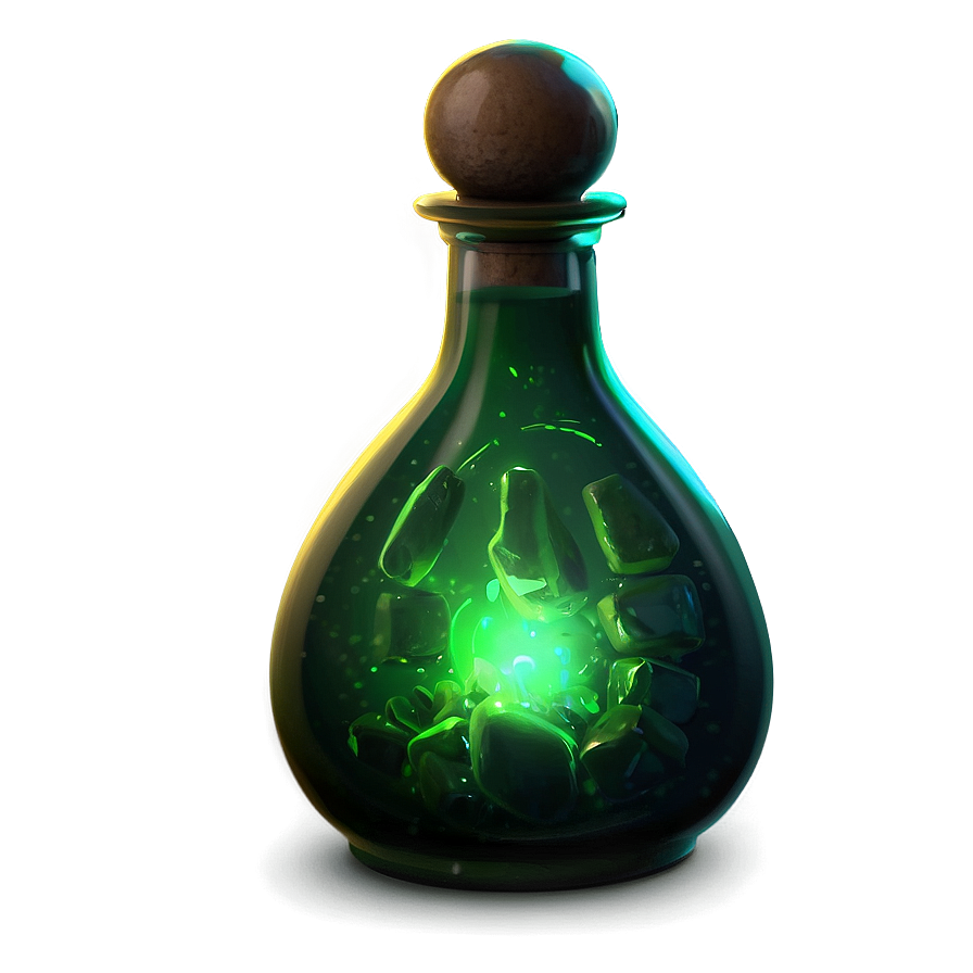 Glowing Green Potion Bottle Png Ksg PNG image