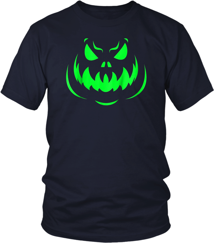 Glowing Green Pumpkin Face Shirt PNG image