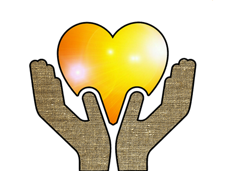 Glowing Heart Heldin Hands PNG image