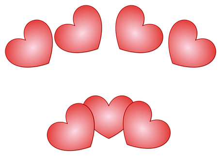 Glowing Hearts Black Background PNG image