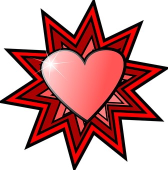 Glowing Heartwith Starburst Background PNG image