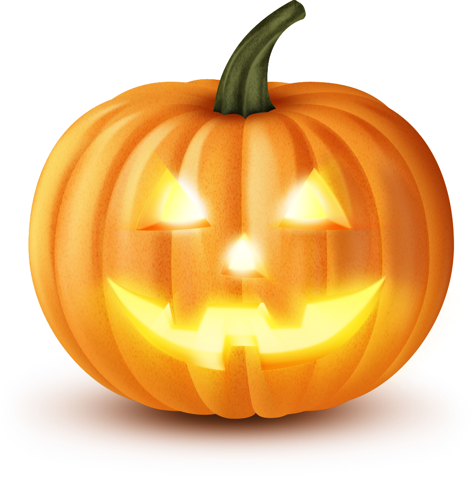 Glowing Jack O Lantern Halloween PNG image